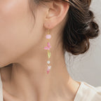 Crystal bead Butterfly Flower Pearl Dangle Earrings E264
