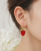 Handmade Red Raspberry Leaf Dangle Earrings E229